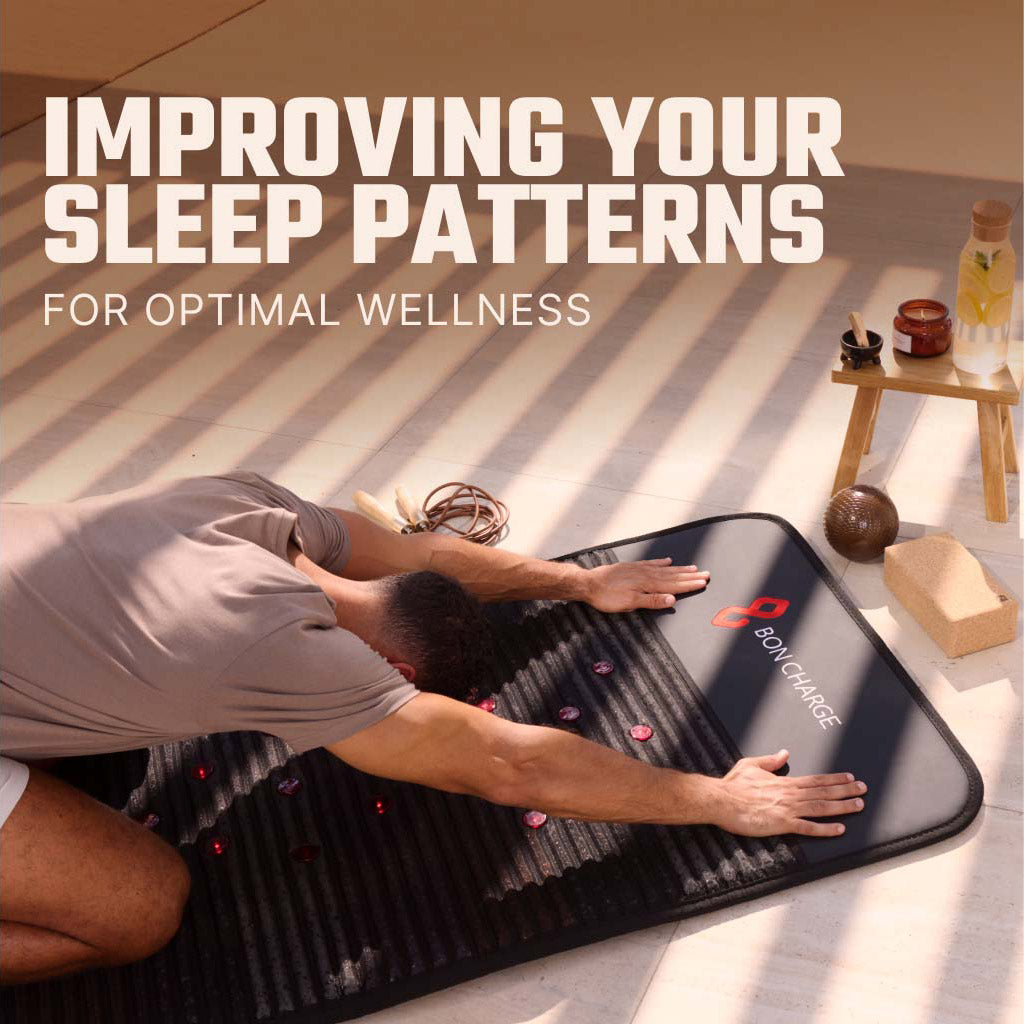 Man Outside Stretching with Arms Wide On PEMF Mat 