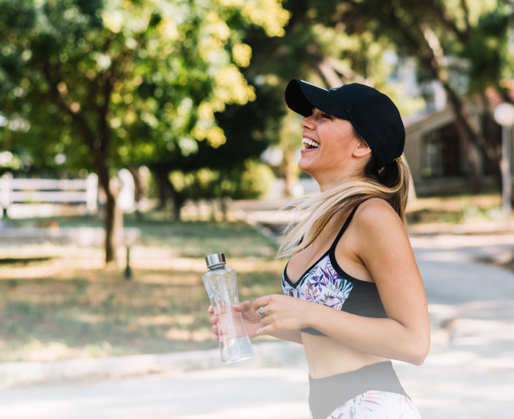 Woman Laughing While Running