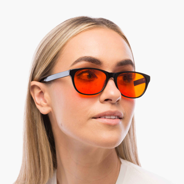 Woman Wearing Morris Blue Light Blocking Glasses
